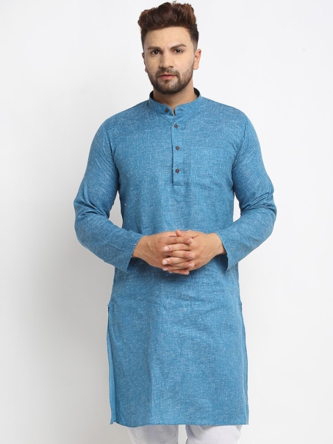 

Armaan Ethnic Men Blue Woven Design Mandarin Collar Kurta