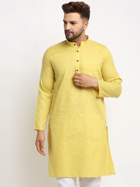 

Armaan Ethnic Men Mustard Solid Cotton Kurta