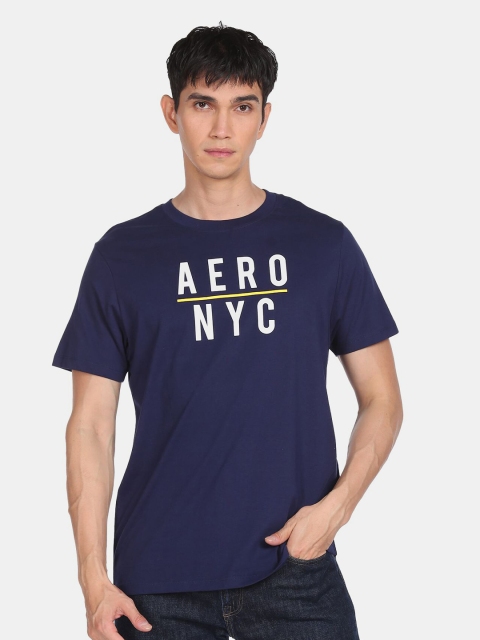 

Aeropostale Men Blue Print Typography T-shirt