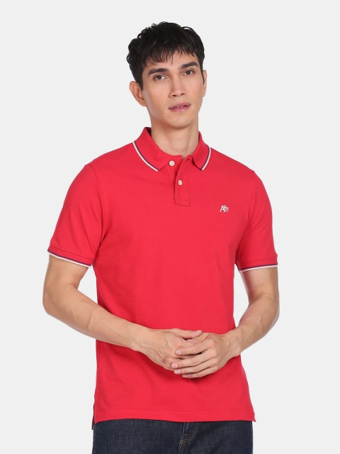 

Aeropostale Men Red Solid Polo Collar T-shirt