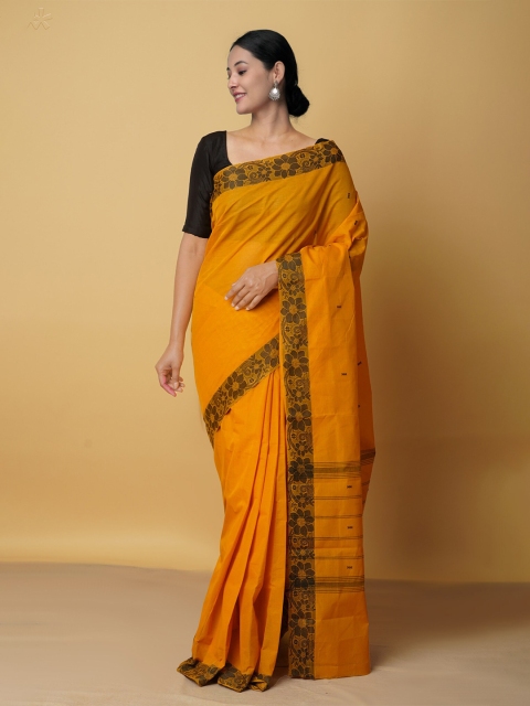 

Unnati Silks Orange & Black Pure Cotton Chettinad Saree