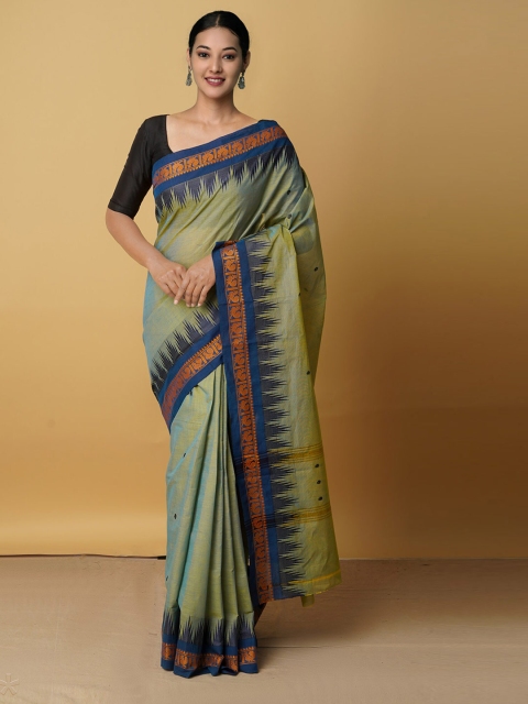 

Unnati Silks Green & Blue Pure Cotton Chettinad Saree
