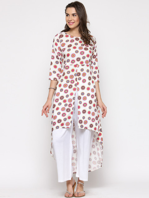 

Sera Women White & Red Printed A-Line Kurta