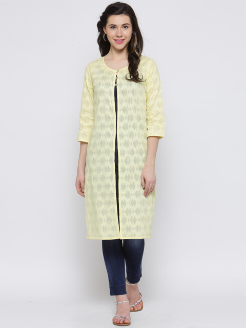 

Sera Yellow Self Design Longline Shrug