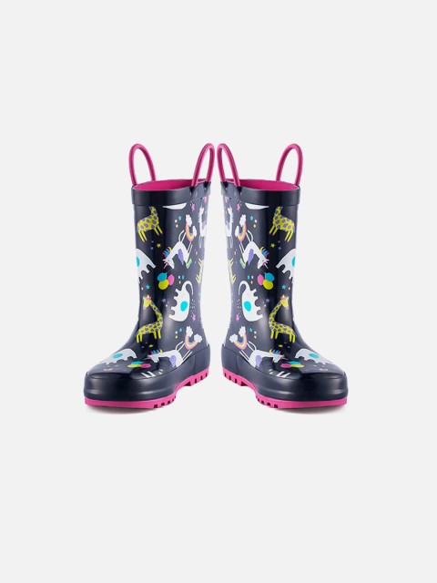 

Little Surprise Box LLP Kids Blue Printed Mid-Top Anti-Skid Gum Rain Boots