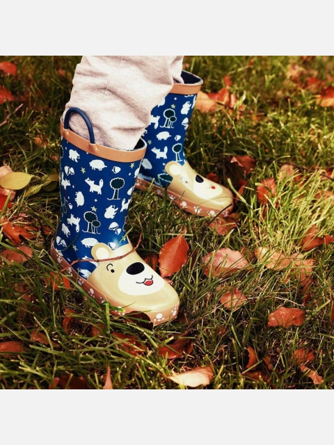 

Little Surprise Box LLP Kids Brown & Blue Cartoon Print Mid-Top Gum Rain Boots