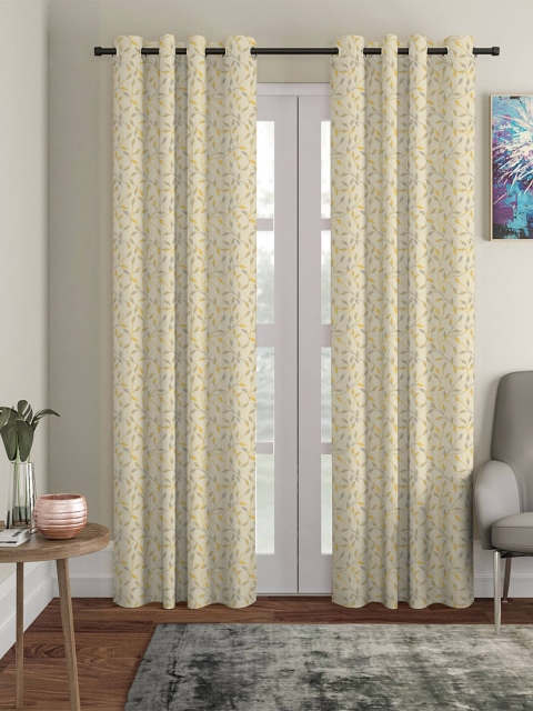 

HOUZZCODE Beige & Yellow Floral Door Curtain
