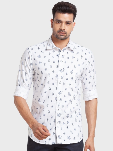 

ColorPlus Men White Tailored Fit Printed Casual Shirt