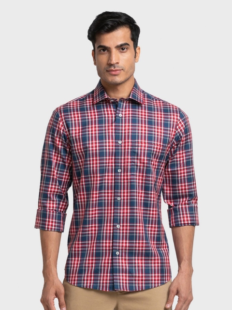 

ColorPlus Men Red Tailored Fit Tartan Checks Checked Casual Shirt