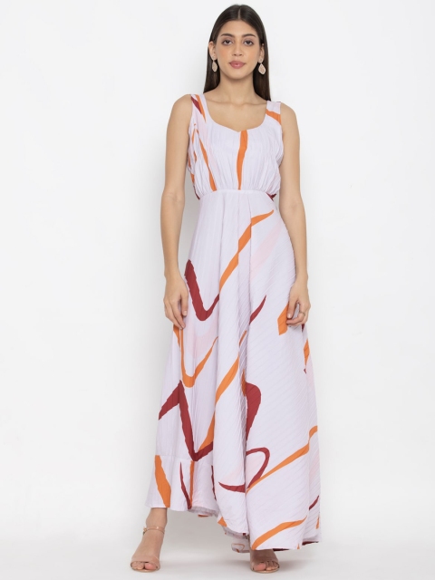 

OCTICS Women Off White Crepe Maxi Dress