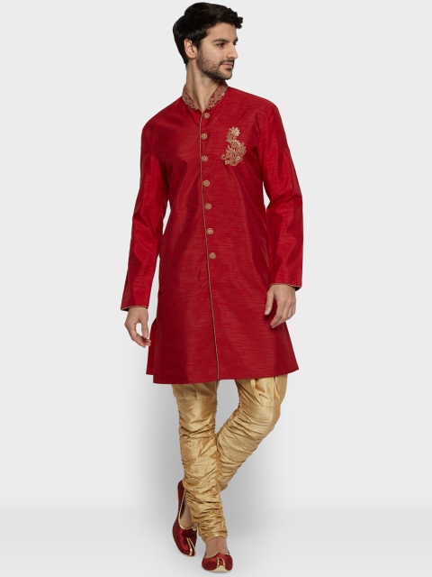 

Ethnix by Raymond Men Maroon Embroidered Thread Work Kurta