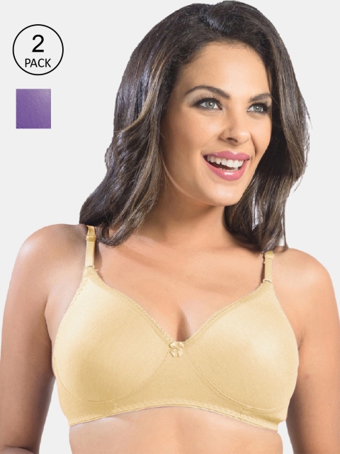 

Sonari Pack Of 2 Nude-Coloured & Purple Non Padded & Non Wired Seamless Bra