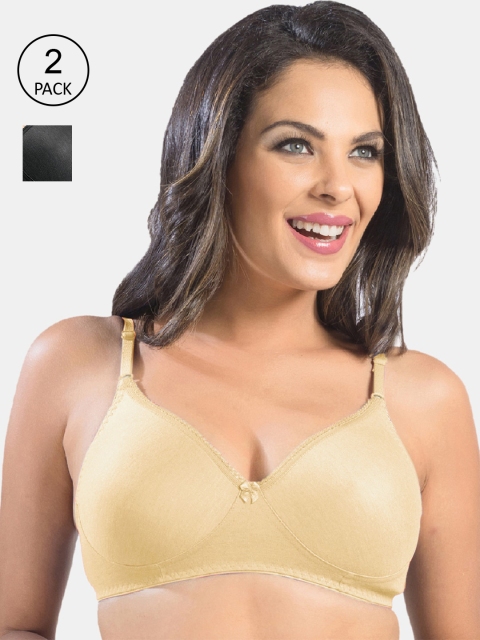 

Sonari Pack of 2 Black & Nude-Coloured Non-Padded Super Support Bra