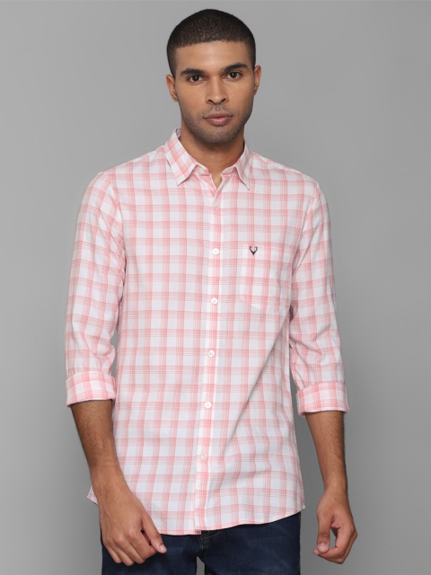 

Allen Solly Men Pink Slim Fit Checked Pure Cotton Casual Shirt