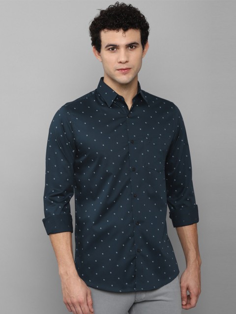 

Allen Solly Men Navy Blue Slim Fit Printed Cotton Casual Shirt