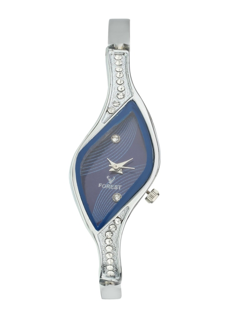 

Hobforestessentials Women Blue Embellished Dial & Silver Toned Bracelet Style Straps Analogue Watch FR22-201-SLBL-Blue