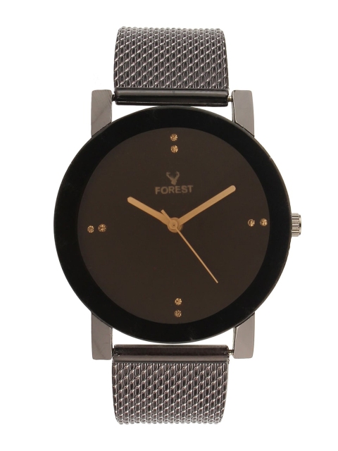 

Hobforestessentials Men Black Dial & Gunmetal Toned Straps Analogue Watch FR22-304G-BK