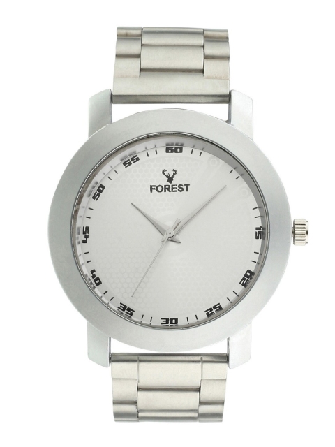 

Hobforestessentials Men White Dial & Silver Toned Bracelet Style Straps Analogue Watch FR22-231-SL