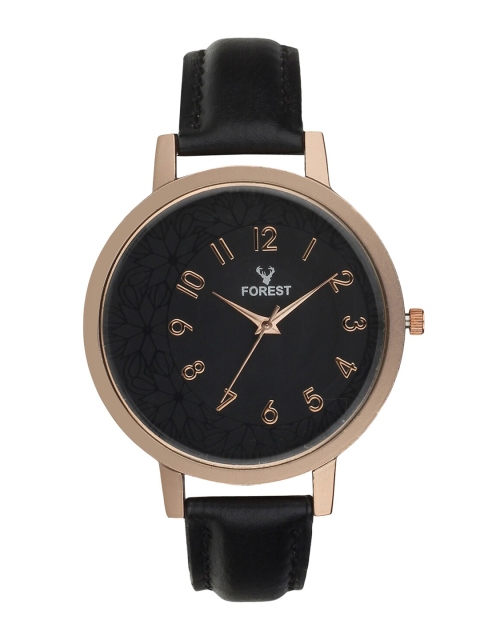

Hobforestessentials Men Black Dial & Black Leather Straps Analogue Watch FR22-227-BK