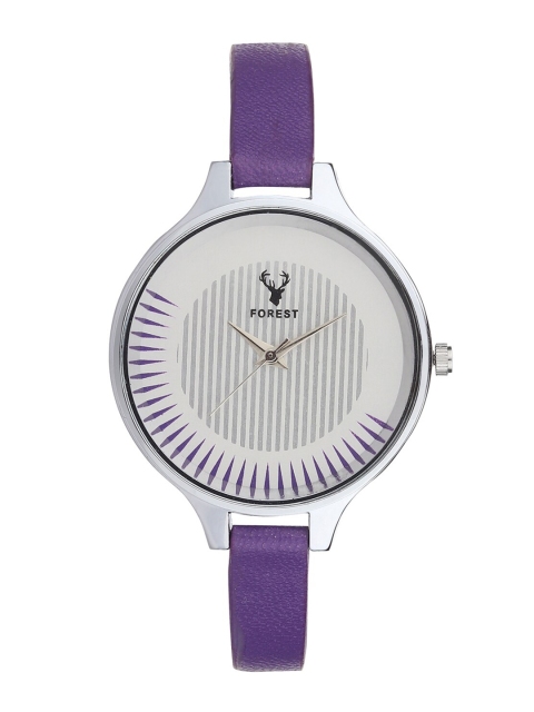 

Hobforestessentials Women White Dial & Purple Leather Straps Analogue Watch FR22-272-PR