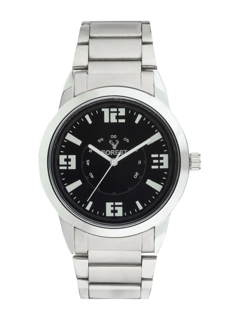

Hobforestessentials Men Black Dial & Silver Toned Straps Analogue Watch FR22-258-BK