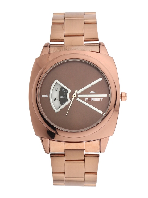 

Hobforestessentials Men Copper-Toned Dial & Brown Bracelet Style Straps Analogue Watch FR22-F008-CR-CR