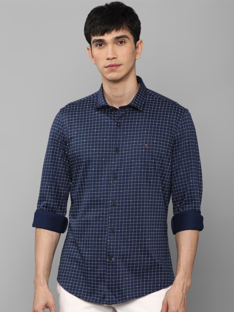 

Louis Philippe Sport Men Navy Blue Slim Fit Grid Tattersall Checks Checked Casual Shirt