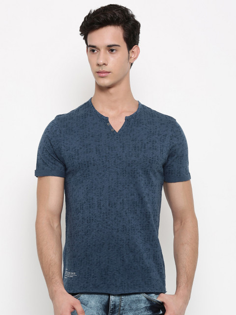 

Forca by Lifestyle Men Navy Blue Printed T-shirt