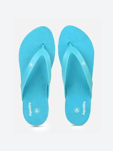 

Aqualite Women White & Blue Rubber Thong Flip-Flops