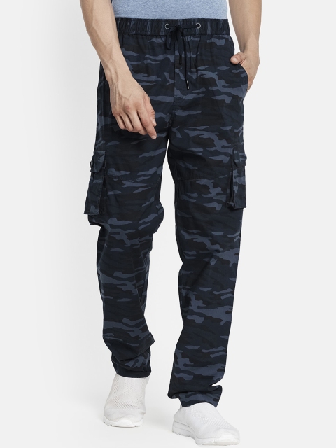 

Octave Men Navy Blue Camouflage Cotton Track Pants