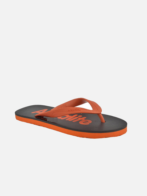 

Aqualite Men Grey & Orange Rubber Thong Flip-Flops