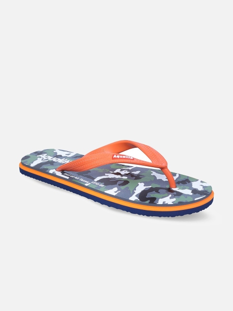 

Aqualite Men Grey & Orange Printed Rubber Thong Flip-Flops