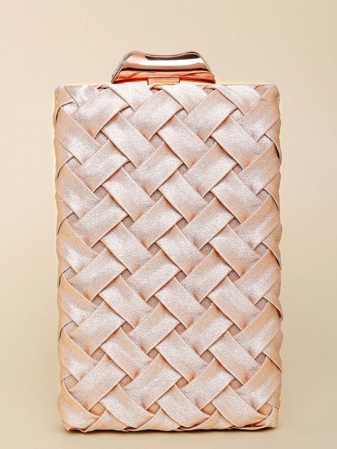 

Peora Peach-Coloured Checked Purse Clutch