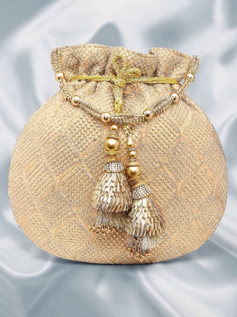 

Peora Rose Gold & Gold-Toned Textured Potli Clutch