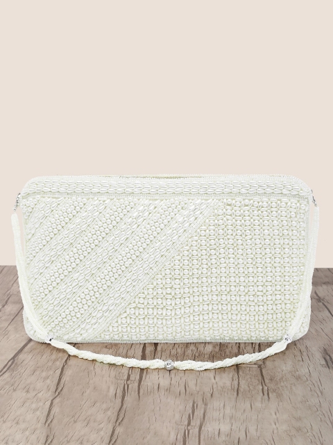 

Peora White Embellished Purse Clutch
