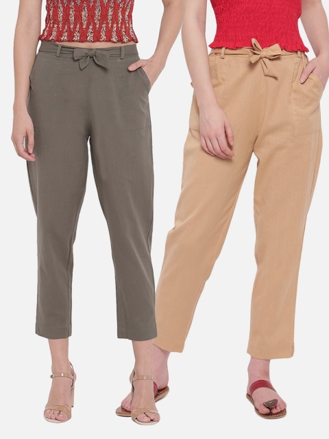 

Aawari Women Pack of 2 Brown & Green 2 Knitted Pants