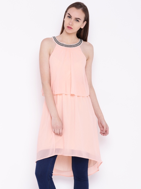 

Jealous 21 Women Peach-Coloured Solid A-Line Dress