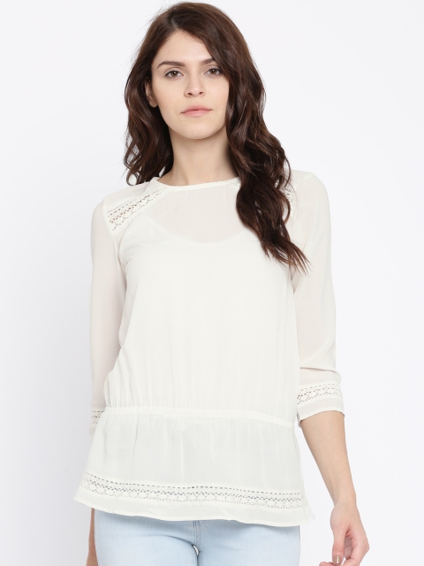 

Jealous 21 Women Off-White Solid Cinched Waist Top