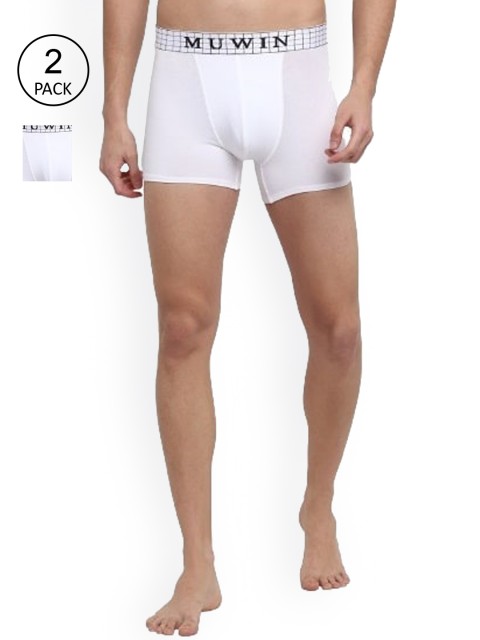 

MUWIN Men Pack Of 2 White Checked Trunk