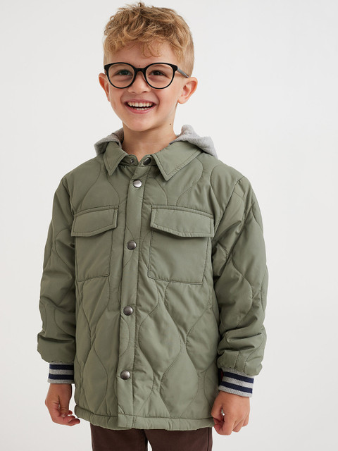 

H&M Boys Green Hooded Quilted Jacket