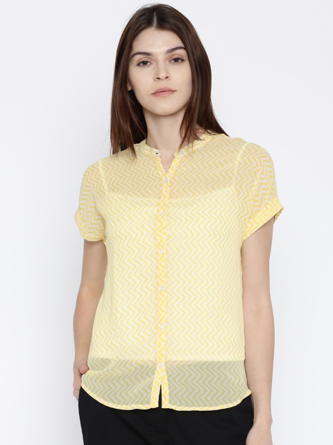 

Jealous 21 Women Yellow Printed Shirt Style Top