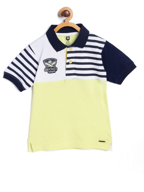 

612League Boys Yellow Colourblocked Polo Collar T-shirt