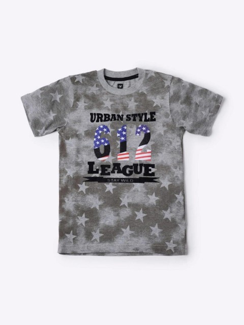 

612League Boys Grey Printed T-shirt