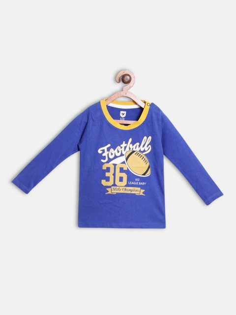 

612League Boys Blue Typography Printed T-shirt