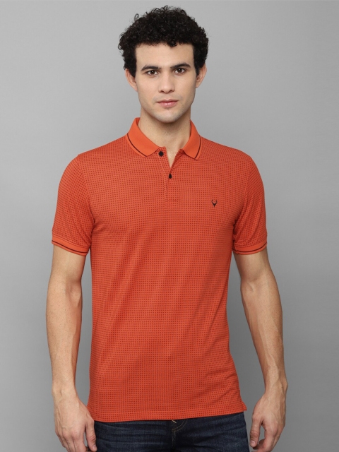 

Allen Solly Men Orange Printed Polo Collar T-shirt