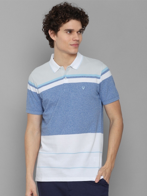 

Allen Solly Men White & Blue Striped Polo Collar T-shirt