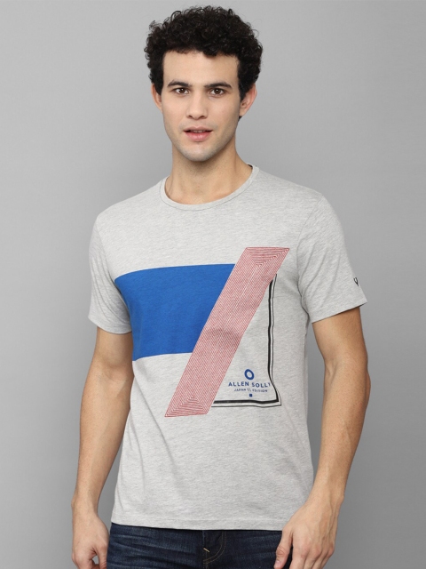 

Allen Solly Men Grey & Blue Colourblocked Slim Fit T-shirt