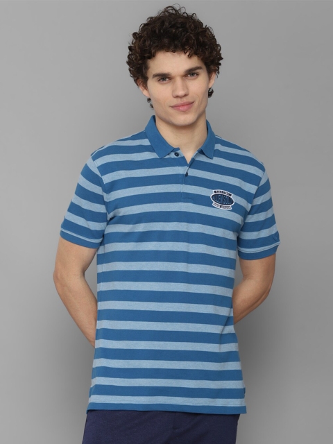 

Allen Solly Men Blue Striped Polo Collar T-shirt