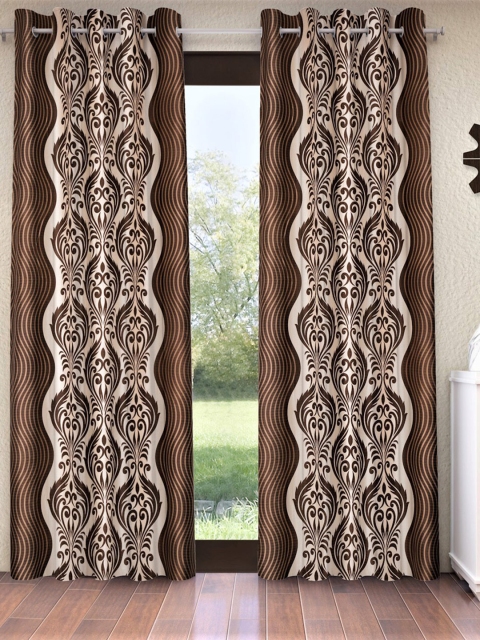 

Home Sizzler Brown & Beige Set of 2 Ethnic Motifs Door Curtain