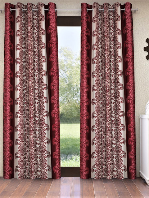 

Home Sizzler Maroon & White Set of 2 Ethnic Motifs Door Curtain